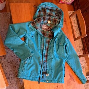 Men's Blue Ski Jacket with Plaid Lining